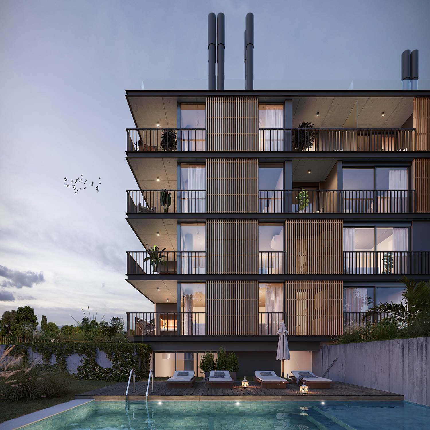 Terraza de polo piscina